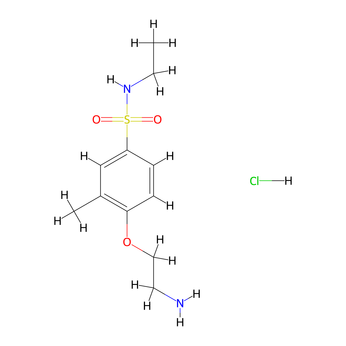 4-(2-aminoethoxy)-N-ethyl-3-methylbenzene-1-sulfonamide hydrochloride molecular structure, CAS 1216558-98-3