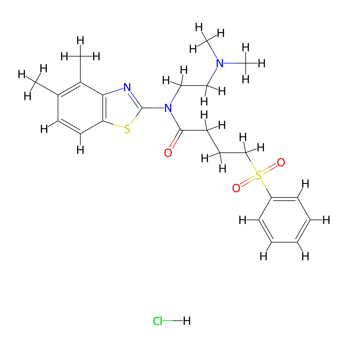 N-(2-(dimethylamino)ethyl)-N-(4,5-dimethylbenzo[d]thiazol-2-yl)-4-(phenylsulfonyl)butanamide hydrochloride molecular structure, CAS 1216562-46-7