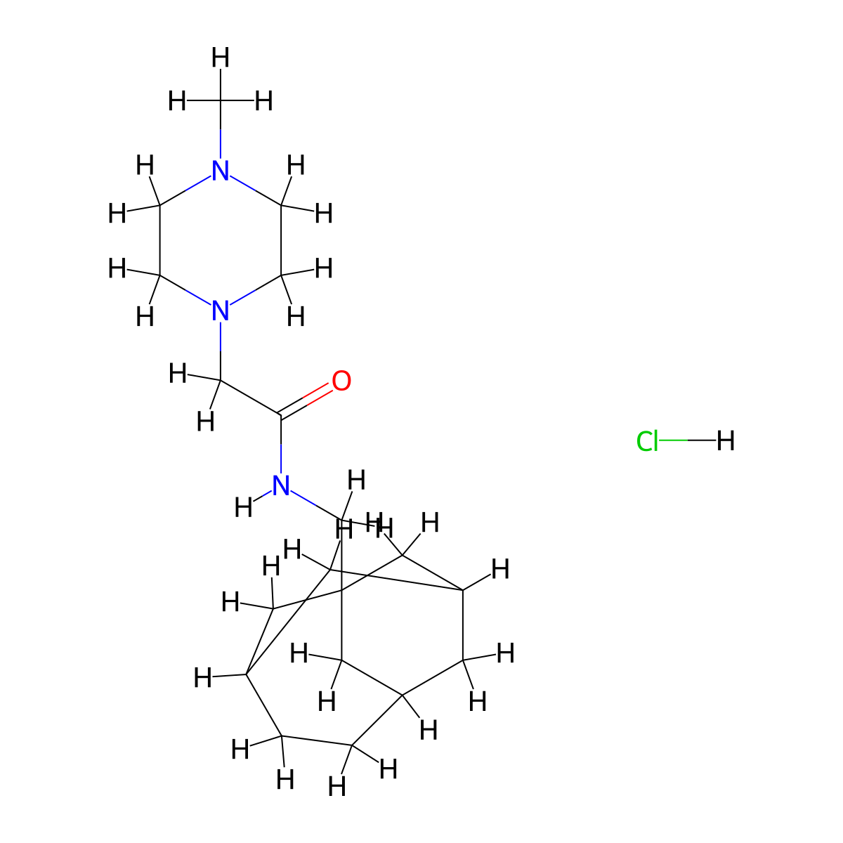 2-(4-methylpiperazin-1-yl)-N-(tricyclo[4.3.1.1(3,8)]undecan-1-ylmethyl)acetamide hydrochloride molecular structure, CAS 1216562-58-1