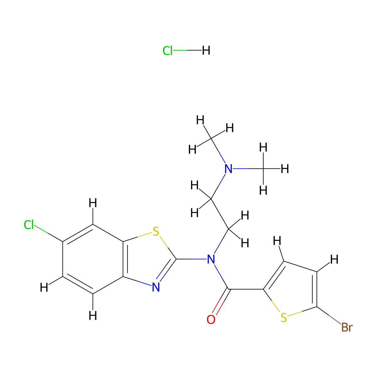 5-bromo-N-(6-chlorobenzo[d]thiazol-2-yl)-N-(2-(dimethylamino)ethyl)thiophene-2-carboxamide hydrochloride molecular structure, CAS 1216562-65-0