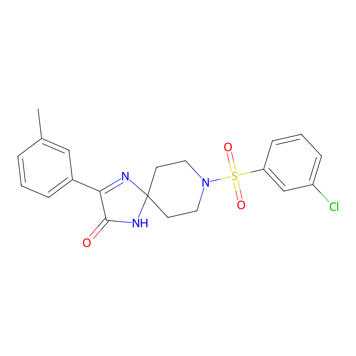 8-((3-Chlorophenyl)sulfonyl)-3-(m-tolyl)-1,4,8-triazaspiro[4.5]dec-3-en-2-one molecular structure, CAS 1216563-19-7
