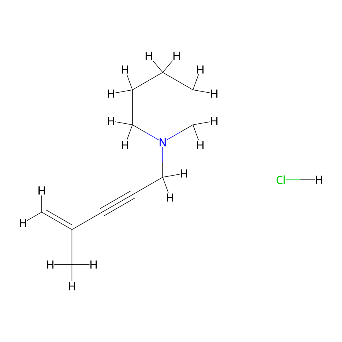 1-(4-Methylpent-4-EN-2-YN-1-YL)piperidine hydrochloride molecular structure, CAS 1216563-61-9