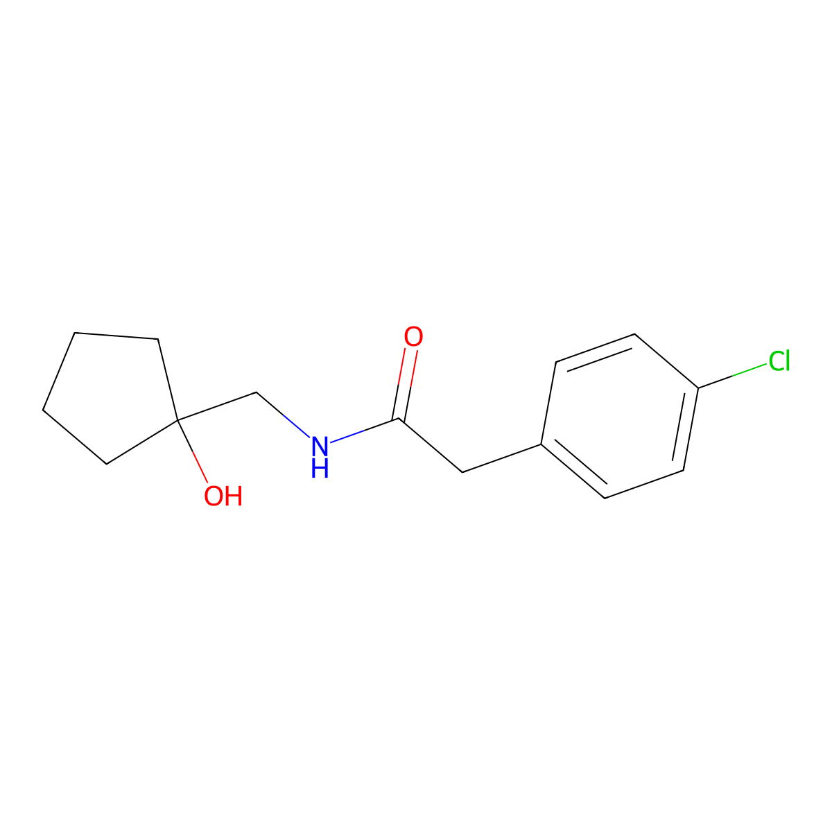 2-(4-chlorophenyl)-N-[(1-hydroxycyclopentyl)methyl]acetamide molecular structure, CAS 1216563-99-3