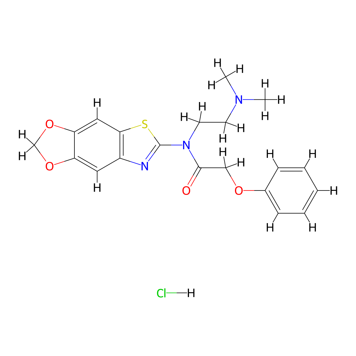 N-([1,3]dioxolo[4',5':4,5]benzo[1,2-d]thiazol-6-yl)-N-(2-(dimethylamino)ethyl)-2-phenoxyacetamide hydrochloride molecular structure, CAS 1216564-32-7