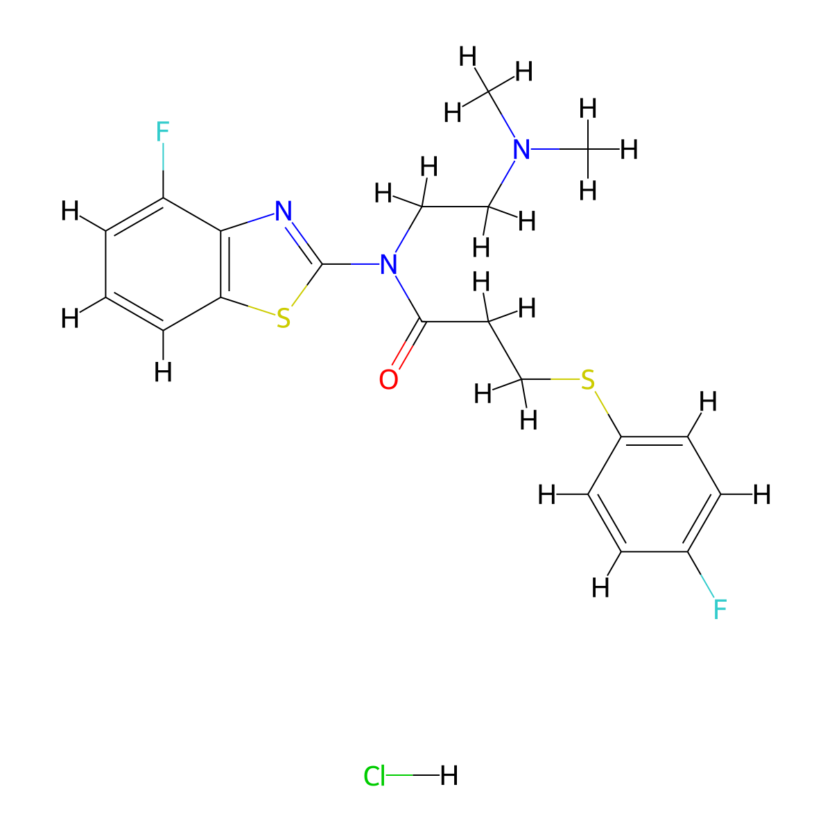 N-(2-(dimethylamino)ethyl)-N-(4-fluorobenzo[d]thiazol-2-yl)-3-((4-fluorophenyl)thio)propanamide hydrochloride molecular structure, CAS 1216564-94-1