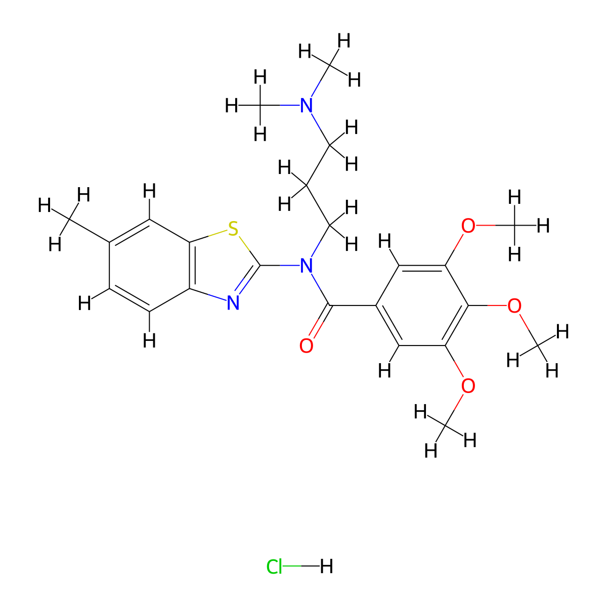N-(3-(dimethylamino)propyl)-3,4,5-trimethoxy-N-(6-methylbenzo[d]thiazol-2-yl)benzamide hydrochloride molecular structure, CAS 1216565-53-5