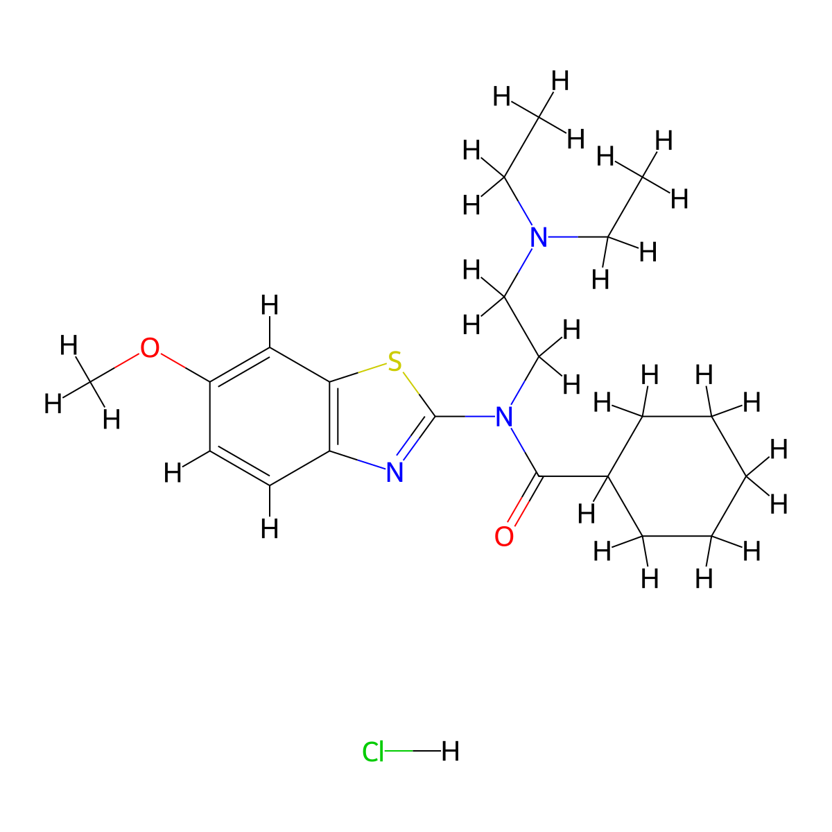 N-(2-(diethylamino)ethyl)-N-(6-methoxybenzo[d]thiazol-2-yl)cyclohexanecarboxamide hydrochloride molecular structure, CAS 1216565-69-3
