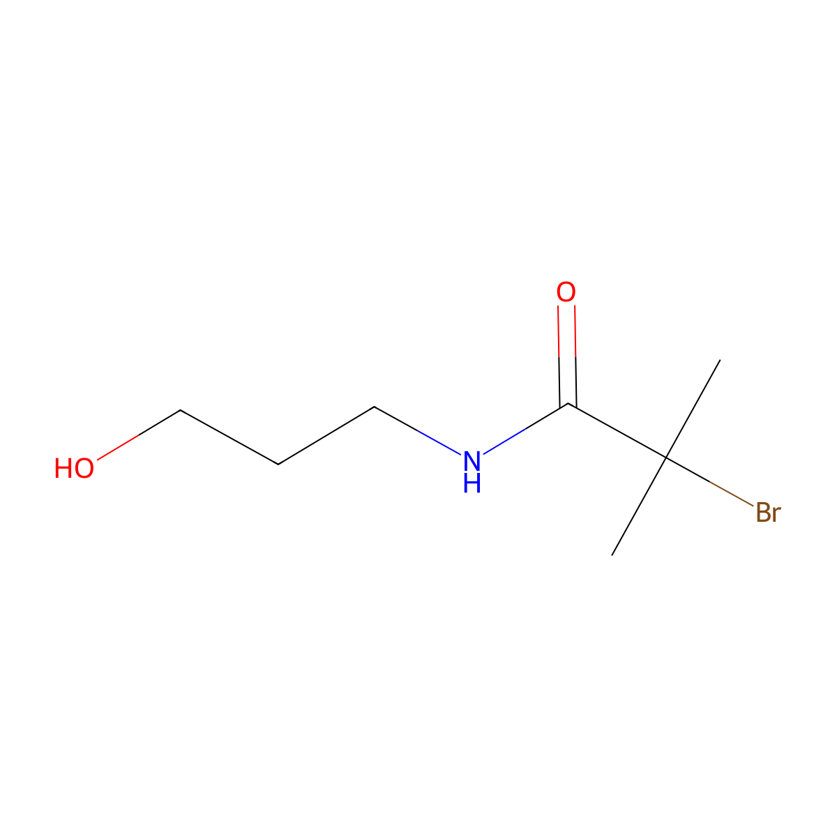 2-bromo-N-(3-hydroxypropyl)-2-methylpropanamide molecular structure, CAS 1216566-00-5