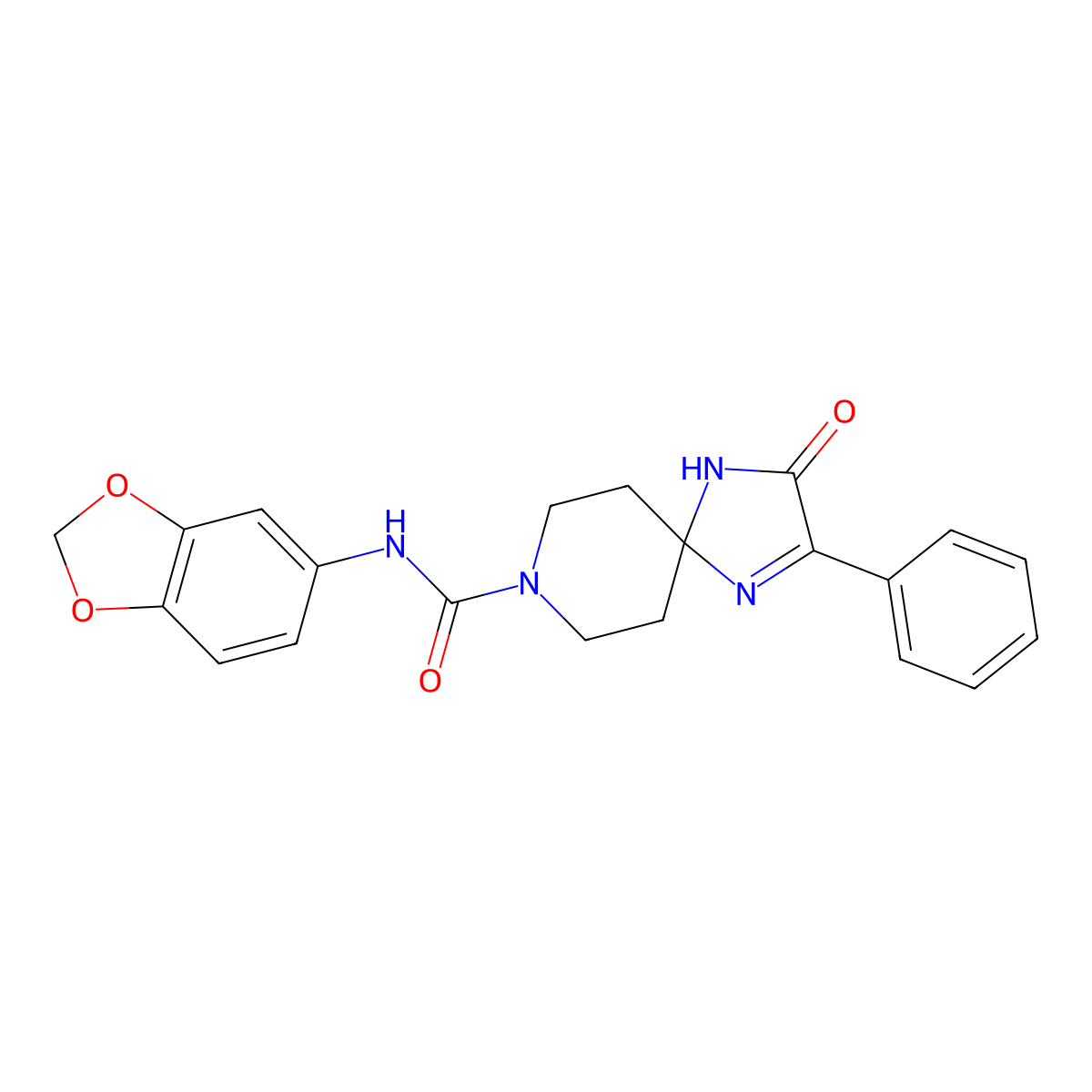 N-(2H-1,3-benzodioxol-5-yl)-3-oxo-2-phenyl-1,4,8-triazaspiro[4.5]dec-1-ene-8-carboxamide molecular structure, CAS 1216567-45-1