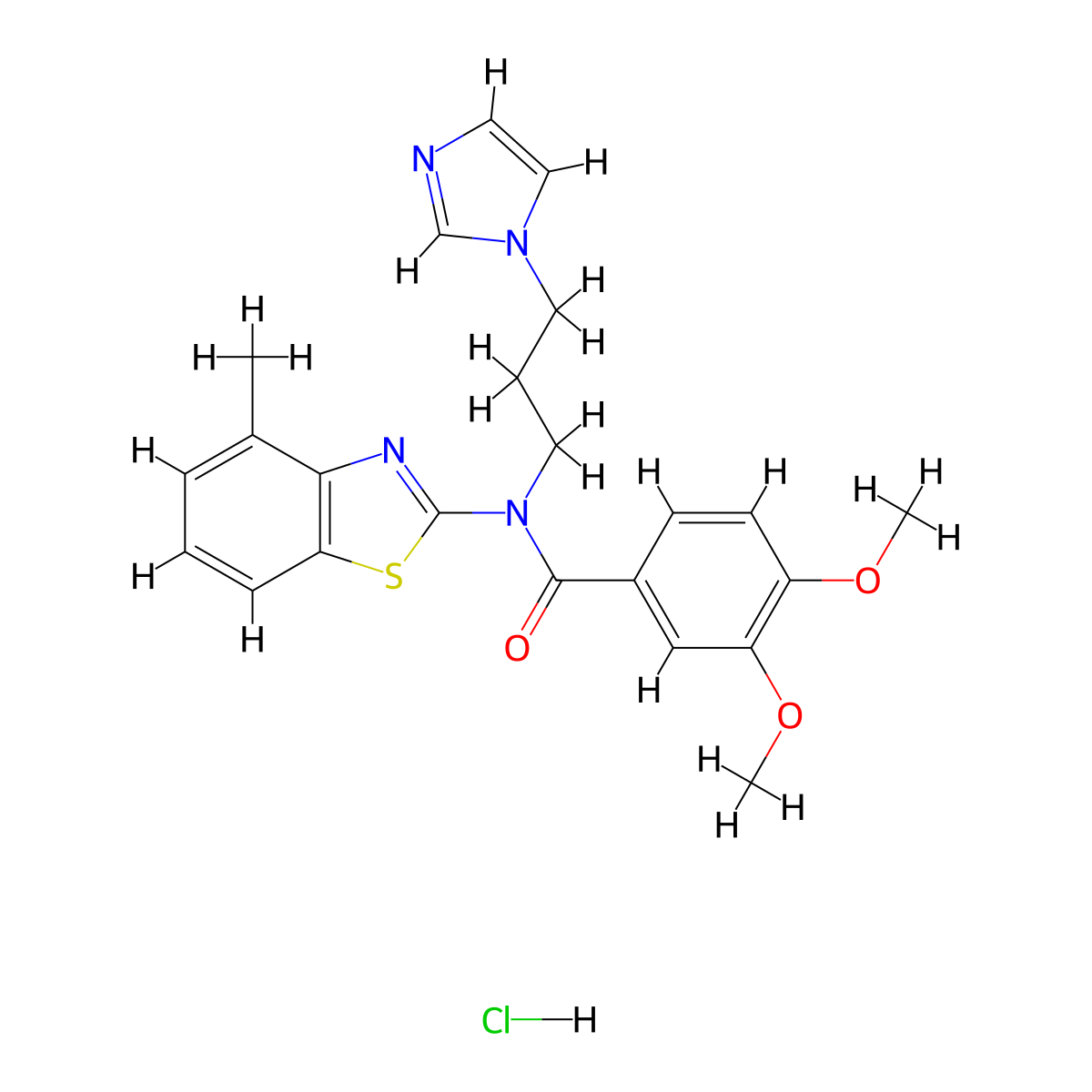 N-(3-(1H-imidazol-1-yl)propyl)-3,4-dimethoxy-N-(4-methylbenzo[d]thiazol-2-yl)benzamide hydrochloride molecular structure, CAS 1216568-06-7