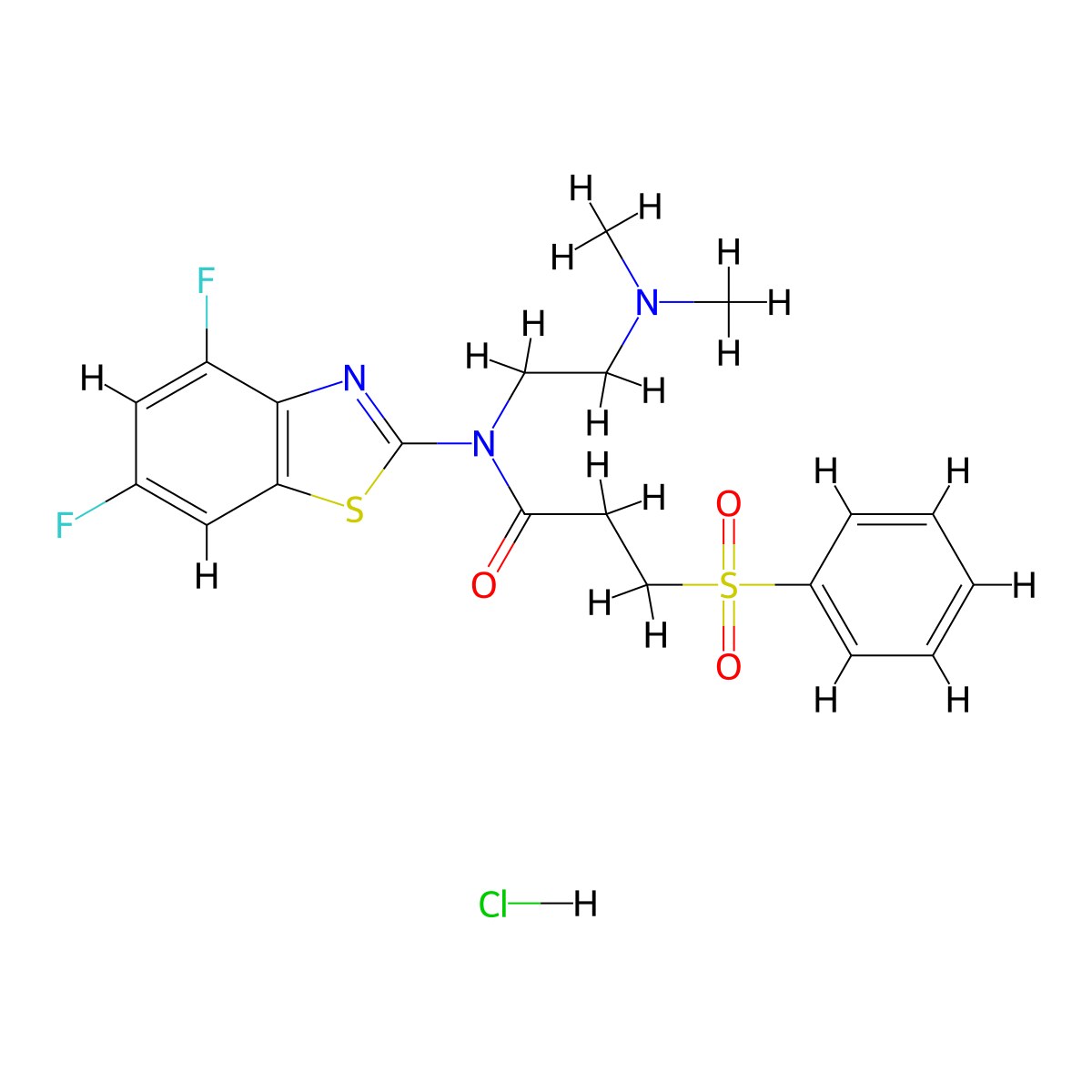 3-(Benzenesulfonyl)-N-(4,6-difluoro-1,3-benzothiazol-2-YL)-N-[2-(dimethylamino)ethyl]propanamide hydrochloride molecular structure, CAS 1216568-57-8