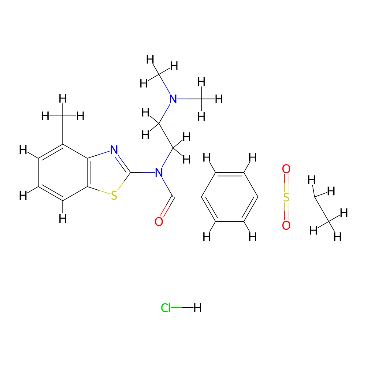 N-(2-(dimethylamino)ethyl)-4-(ethylsulfonyl)-N-(4-methylbenzo[d]thiazol-2-yl)benzamide hydrochloride molecular structure, CAS 1216568-76-1