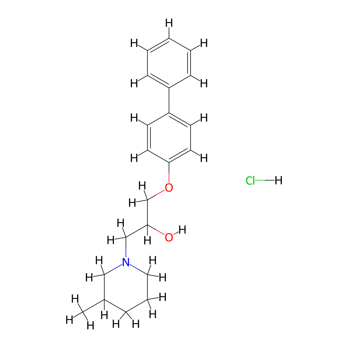 1-([1,1'-Biphenyl]-4-yloxy)-3-(3-methylpiperidin-1-yl)propan-2-ol hydrochloride molecular structure, CAS 1216568-81-8