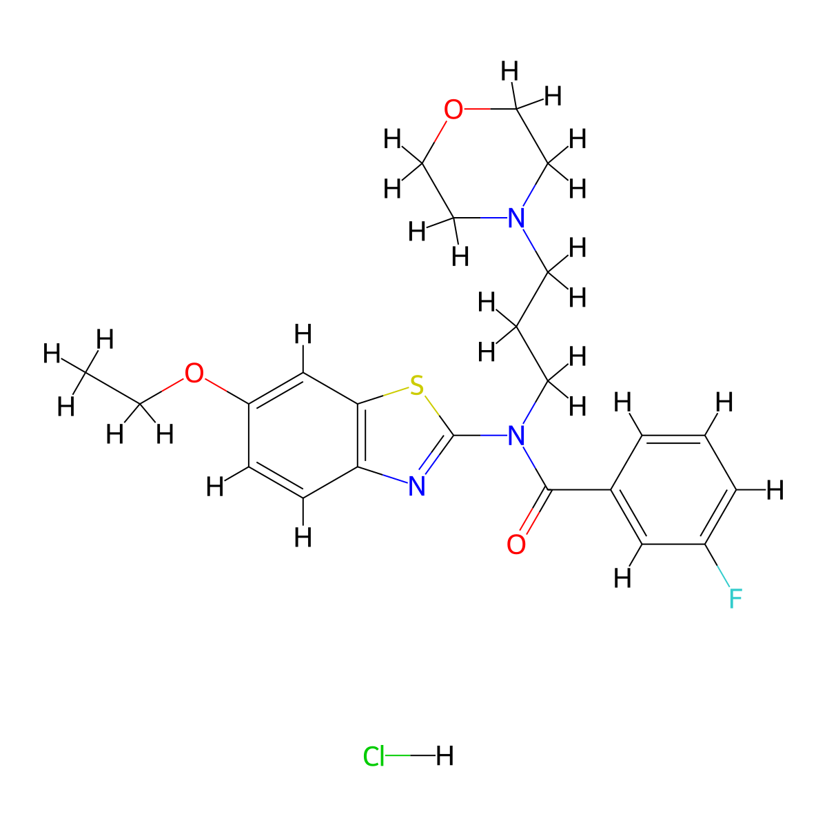 N-(6-ethoxybenzo[d]thiazol-2-yl)-3-fluoro-N-(3-morpholinopropyl)benzamide hydrochloride molecular structure, CAS 1216568-95-4