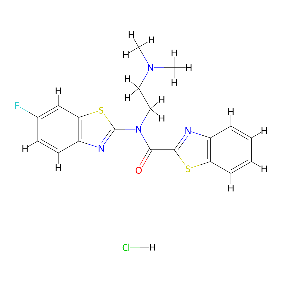 N-(2-(dimethylamino)ethyl)-N-(6-fluorobenzo[d]thiazol-2-yl)benzo[d]thiazole-2-carboxamide hydrochloride molecular structure, CAS 1216569-19-5
