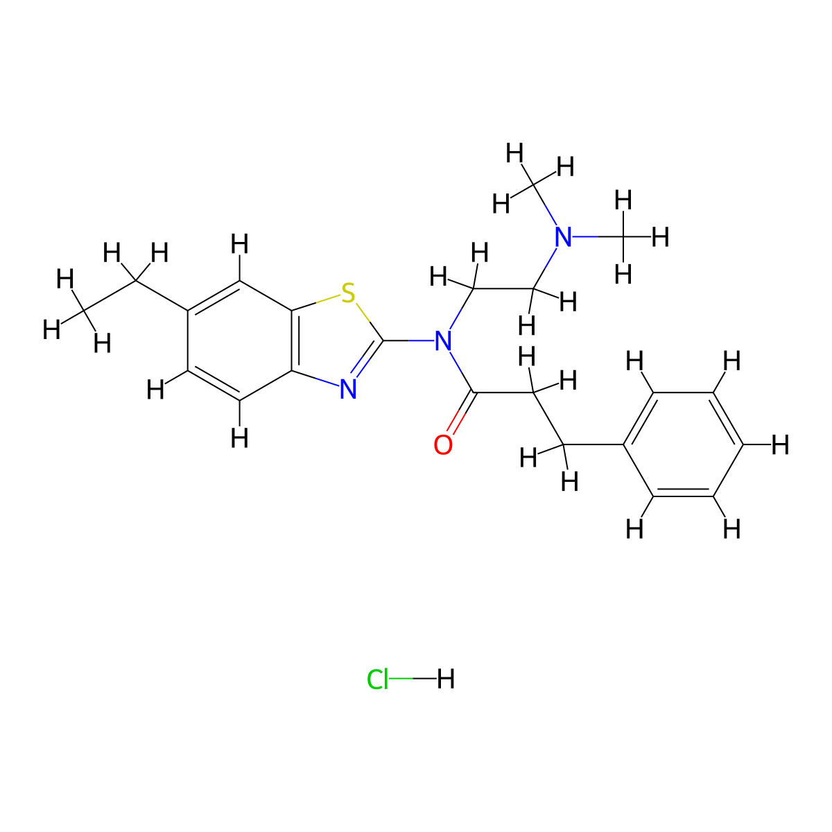 N-(2-(dimethylamino)ethyl)-N-(6-ethylbenzo[d]thiazol-2-yl)-3-phenylpropanamide hydrochloride molecular structure, CAS 1216570-98-7