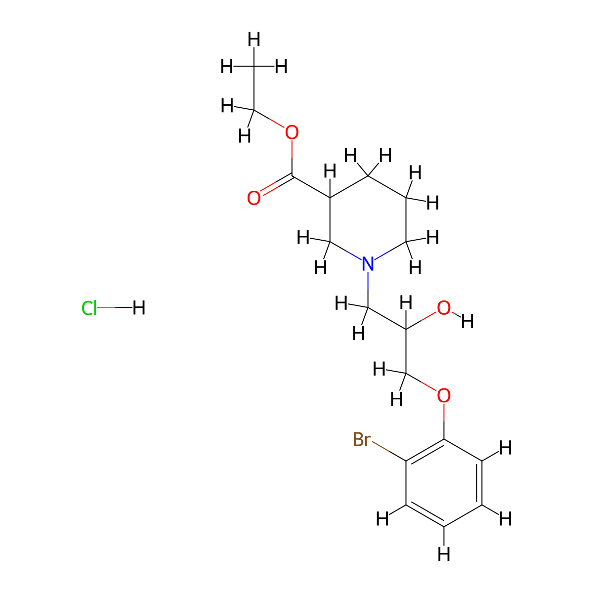 Ethyl 1-[3-(2-bromophenoxy)-2-hydroxypropyl]piperidine-3-carboxylate hydrochloride molecular structure, CAS 1216571-32-2