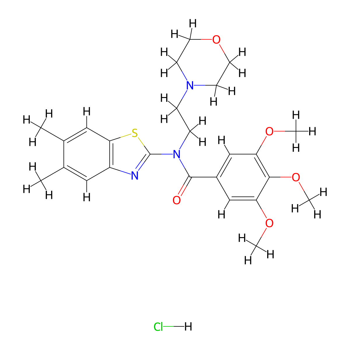 N-(5,6-dimethylbenzo[d]thiazol-2-yl)-3,4,5-trimethoxy-N-(2-morpholinoethyl)benzamide hydrochloride molecular structure, CAS 1216571-85-5