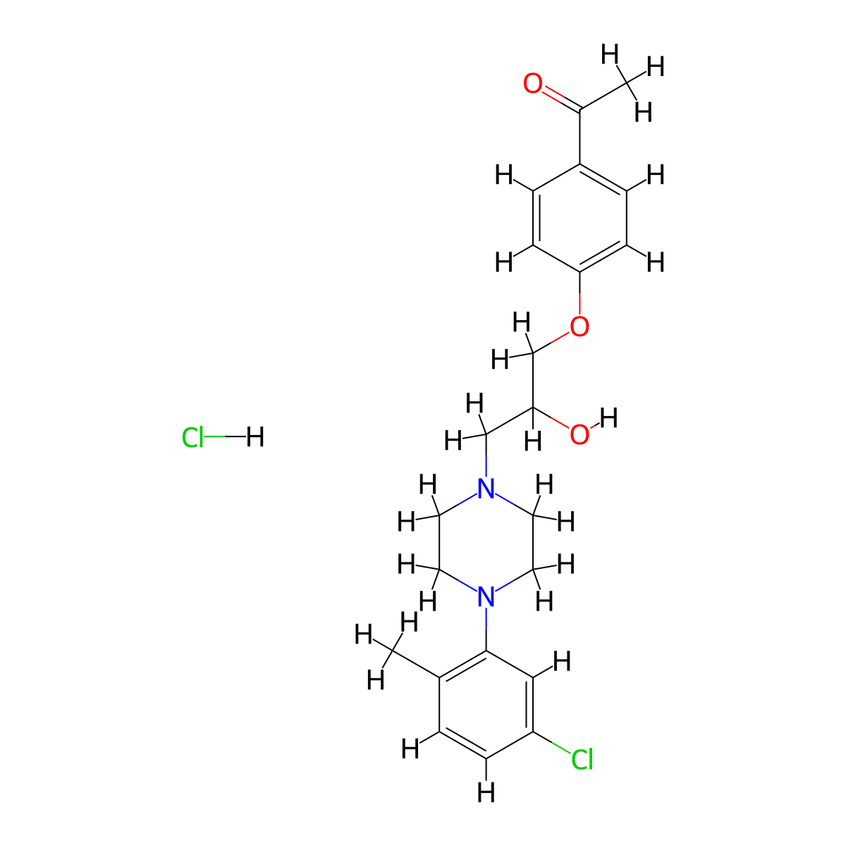 1-(4-(3-(4-(5-Chloro-2-methylphenyl)piperazin-1-yl)-2-hydroxypropoxy)phenyl)ethanone hydrochloride molecular structure, CAS 1216573-65-7