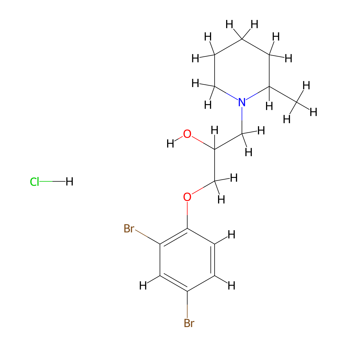 1-(2,4-Dibromophenoxy)-3-(2-methylpiperidin-1-yl)propan-2-ol hydrochloride molecular structure, CAS 1216574-01-4