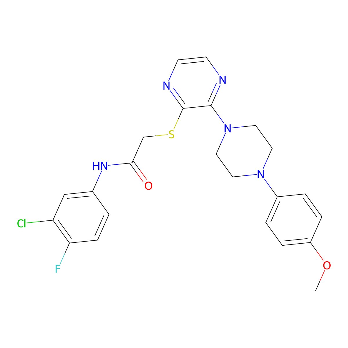 N-(3-chloro-4-fluorophenyl)-2-({3-[4-(4-methoxyphenyl)piperazin-1-yl]pyrazin-2-yl}sulfanyl)acetamide molecular structure, CAS 1216576-46-3