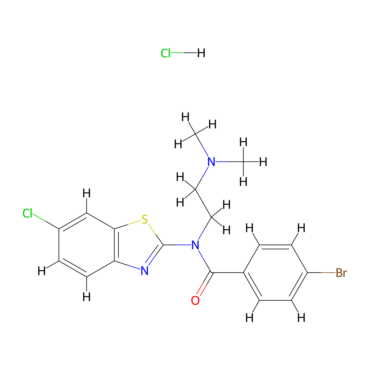 4-bromo-N-(6-chlorobenzo[d]thiazol-2-yl)-N-(2-(dimethylamino)ethyl)benzamide hydrochloride molecular structure, CAS 1216577-87-5