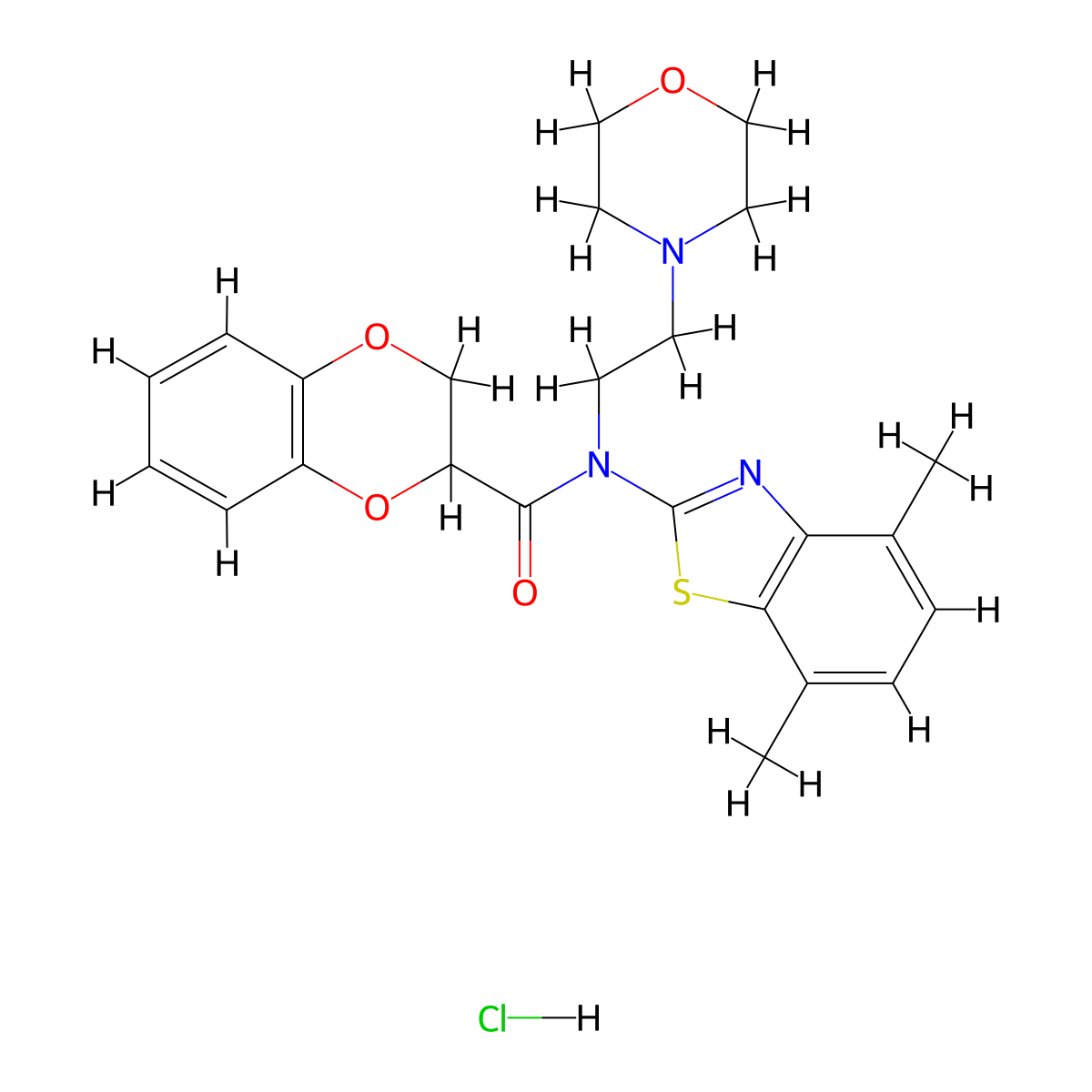 N-(4,7-dimethylbenzo[d]thiazol-2-yl)-N-(2-morpholinoethyl)-2,3-dihydrobenzo[b][1,4]dioxine-2-carboxamide hydrochloride molecular structure, CAS 1216578-10-7
