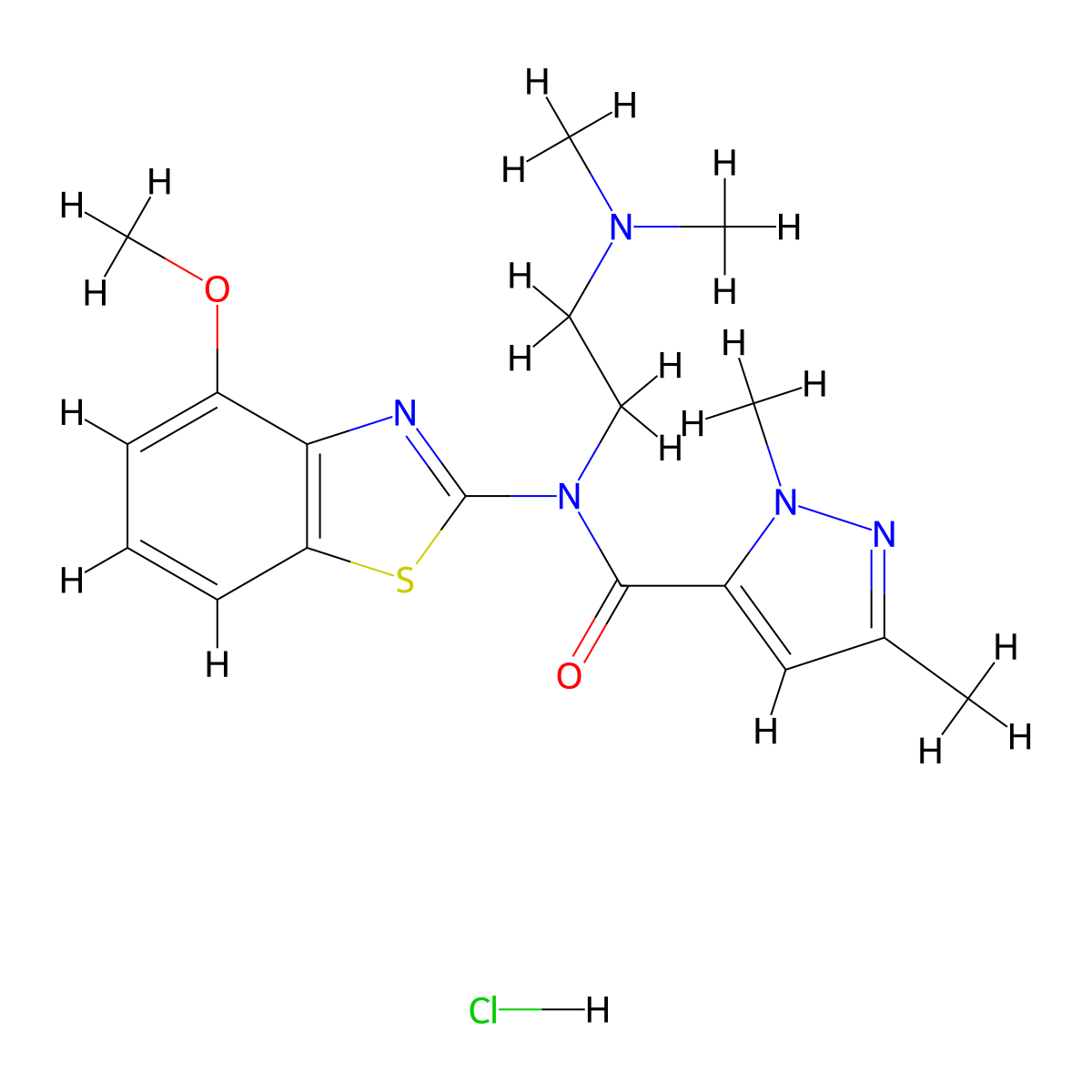 N-(2-(dimethylamino)ethyl)-N-(4-methoxybenzo[d]thiazol-2-yl)-1,3-dimethyl-1H-pyrazole-5-carboxamide hydrochloride molecular structure, CAS 1216578-18-5
