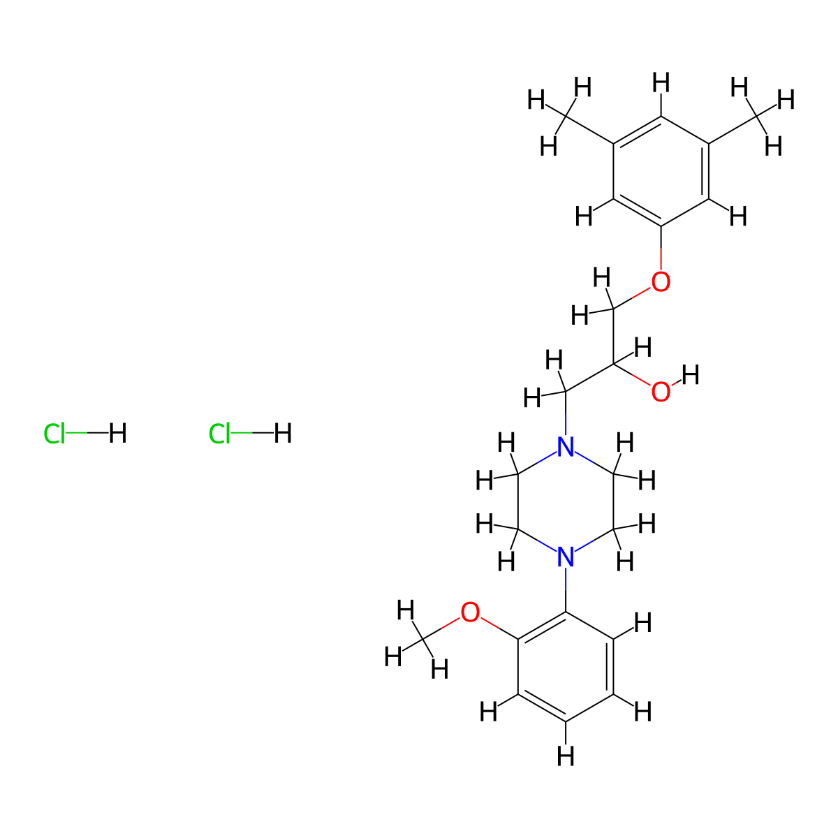 1-(3,5-Dimethylphenoxy)-3-(4-(2-methoxyphenyl)piperazin-1-yl)propan-2-ol dihydrochloride molecular structure, CAS 1216578-35-6
