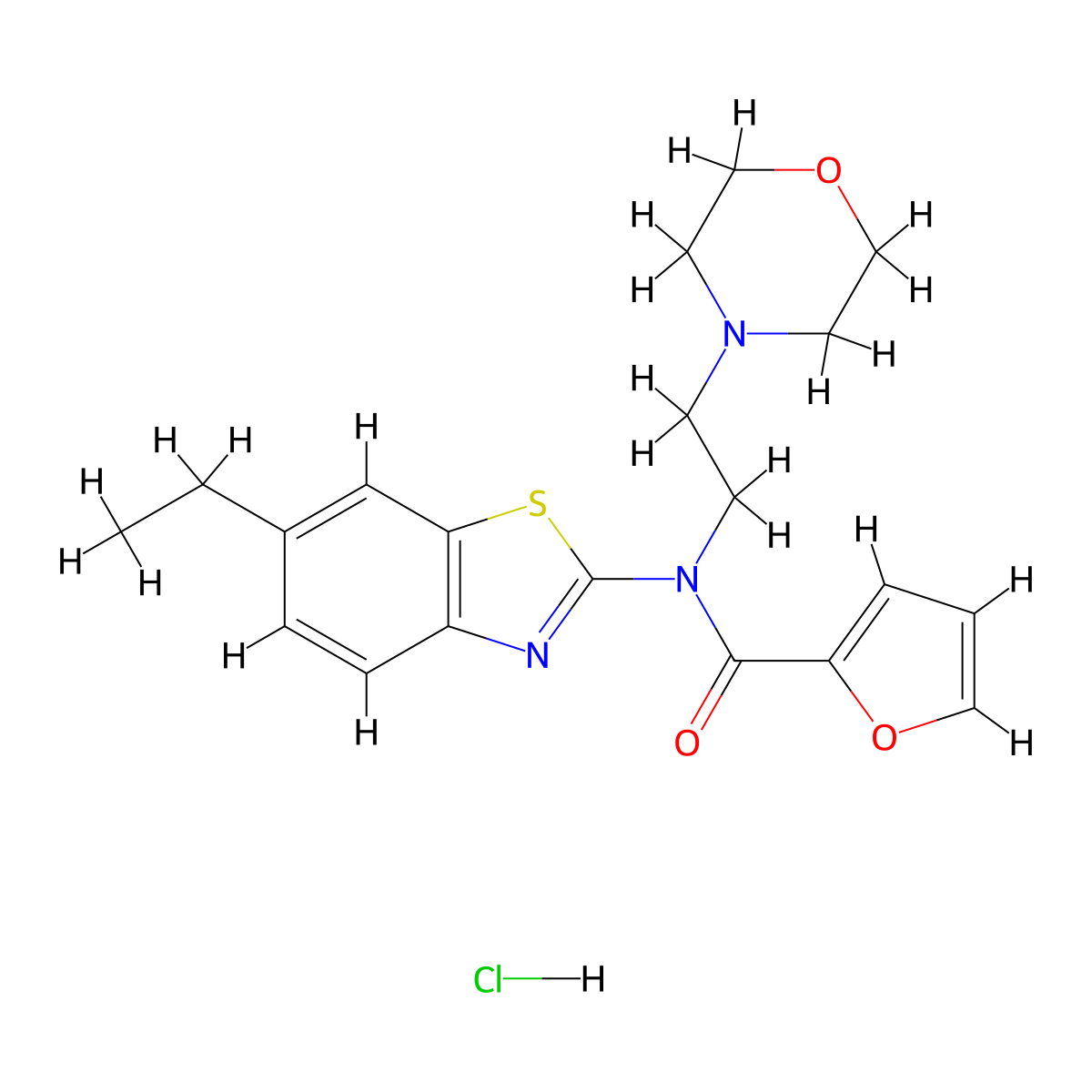 N-(6-ethylbenzo[d]thiazol-2-yl)-N-(2-morpholinoethyl)furan-2-carboxamide hydrochloride molecular structure, CAS 1216578-91-4