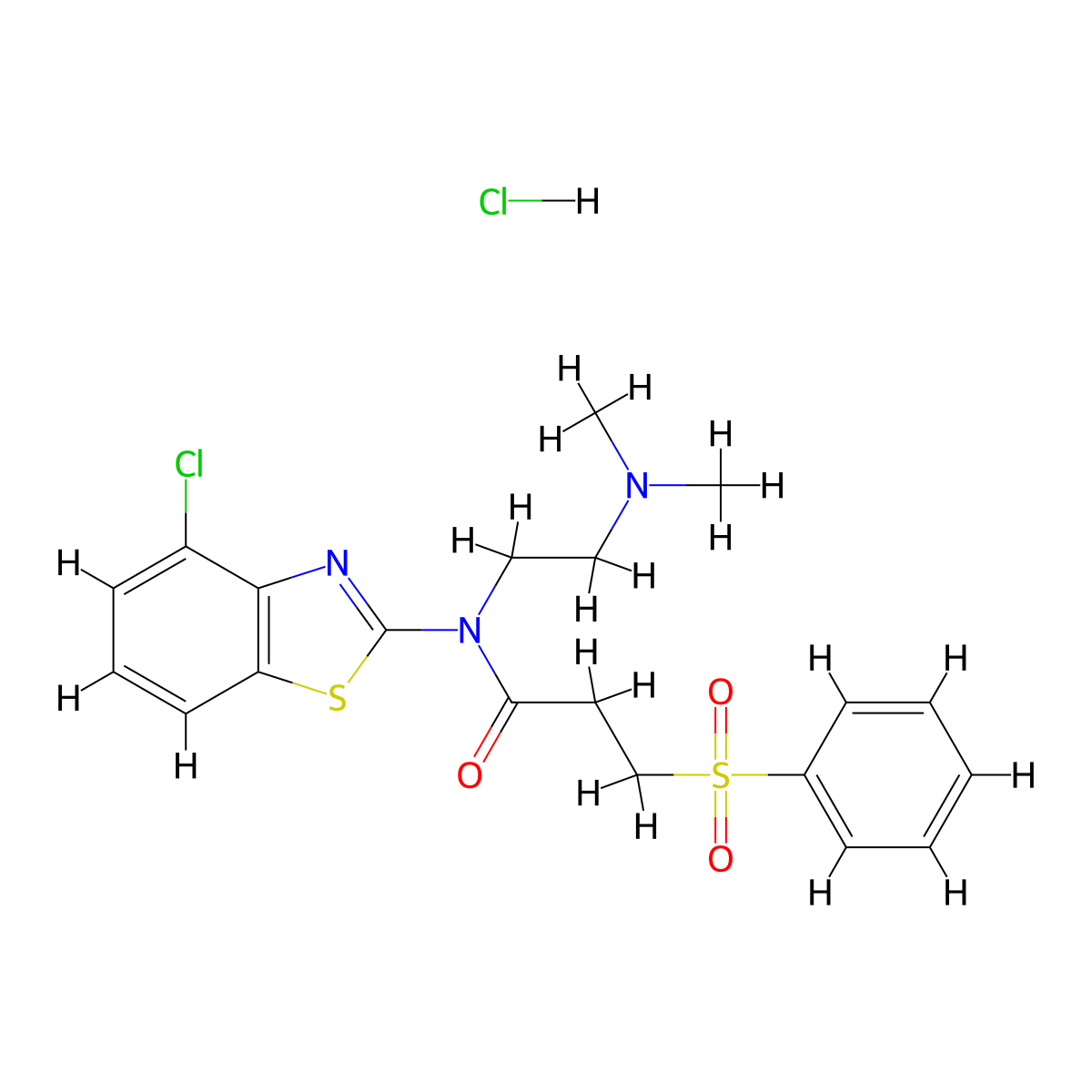 N-(4-chlorobenzo[d]thiazol-2-yl)-N-(2-(dimethylamino)ethyl)-3-(phenylsulfonyl)propanamide hydrochloride molecular structure, CAS 1216578-92-5