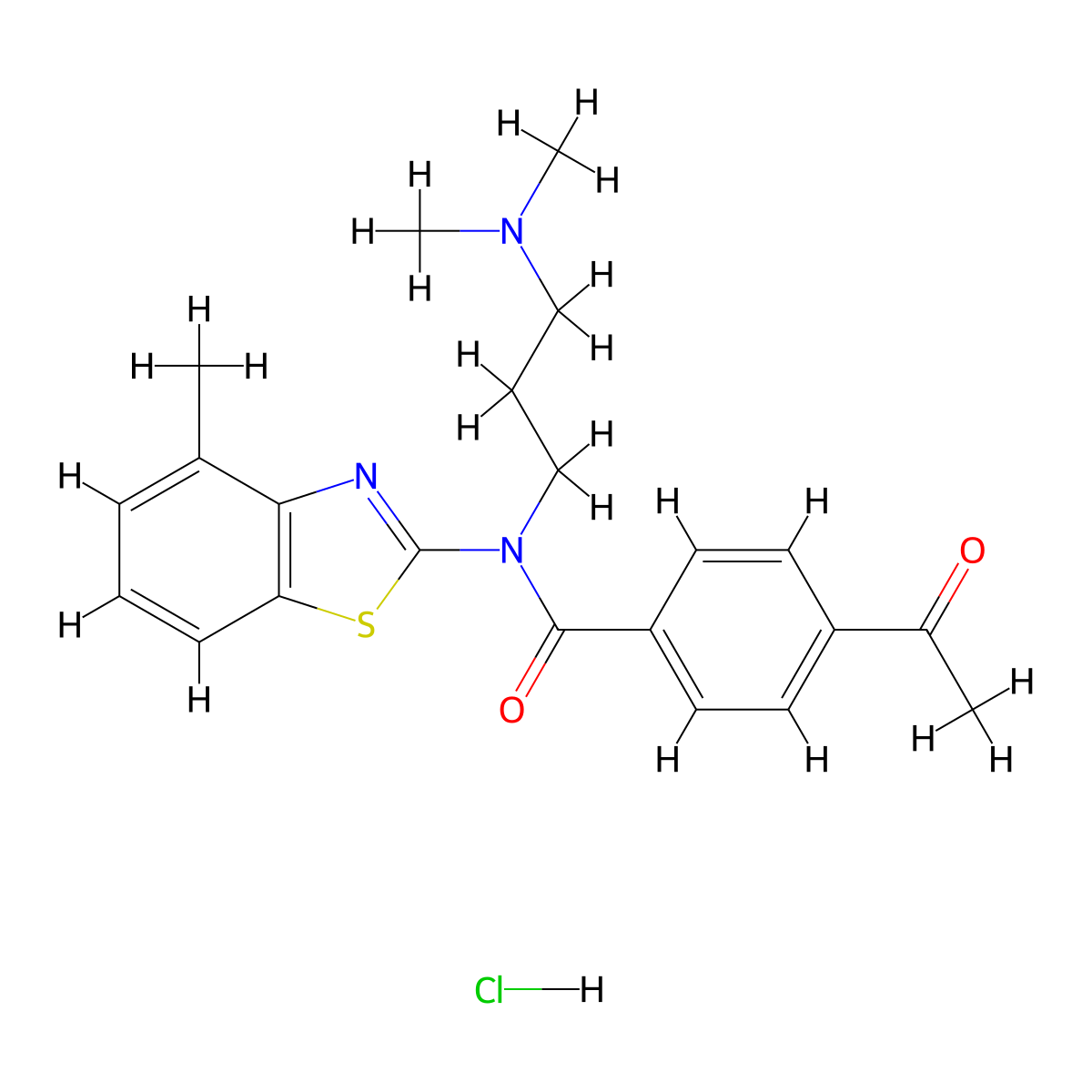4-acetyl-N-(3-(dimethylamino)propyl)-N-(4-methylbenzo[d]thiazol-2-yl)benzamide hydrochloride molecular structure, CAS 1216579-22-4