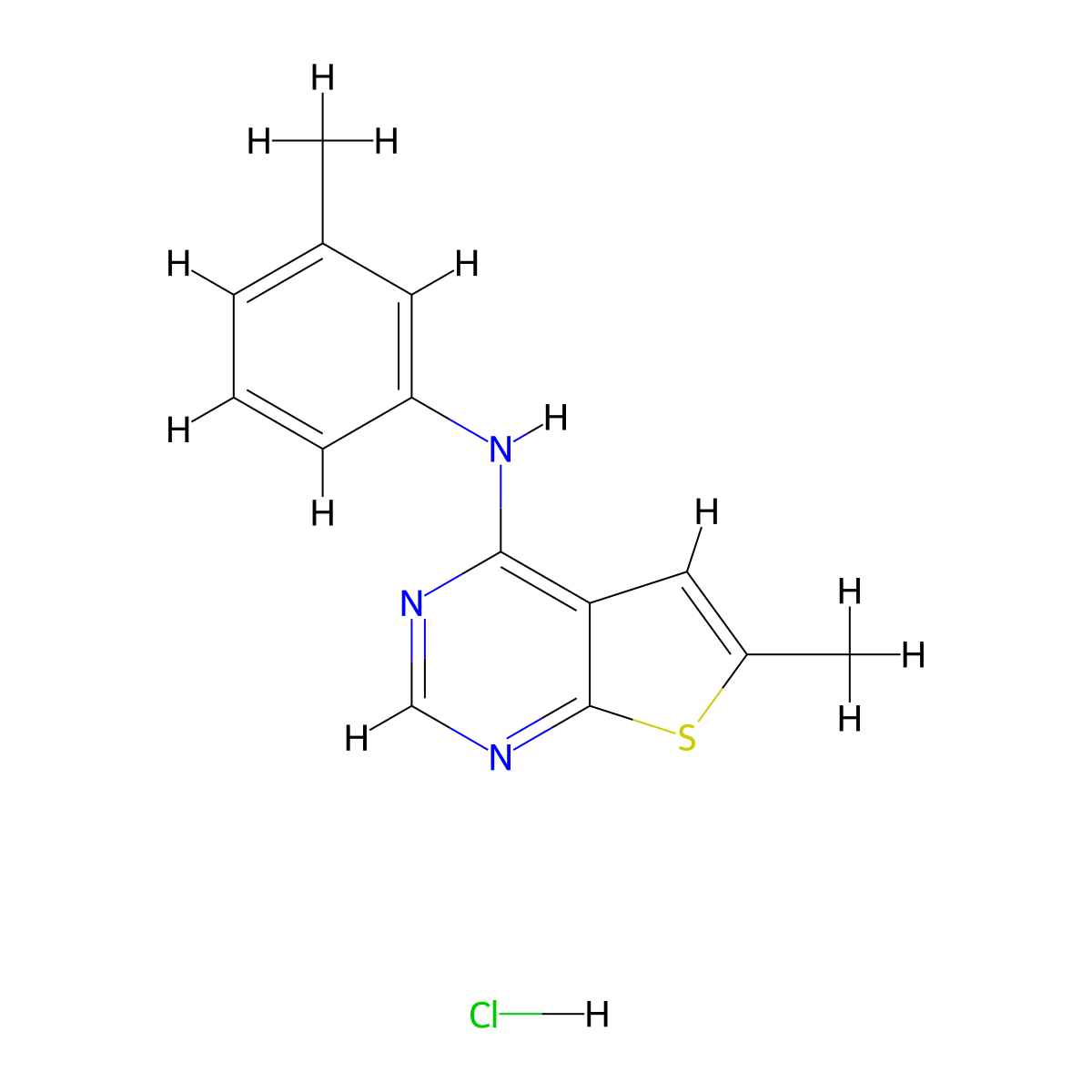 6-methyl-N-(m-tolyl)thieno[2,3-d]pyrimidin-4-amine hydrochloride molecular structure, CAS 1216580-26-5