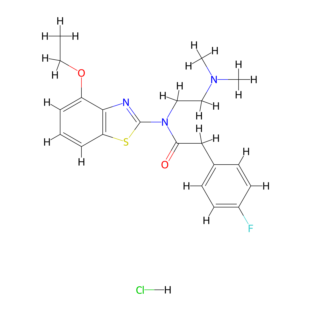N-(2-(dimethylamino)ethyl)-N-(4-ethoxybenzo[d]thiazol-2-yl)-2-(4-fluorophenyl)acetamide hydrochloride molecular structure, CAS 1216581-31-5