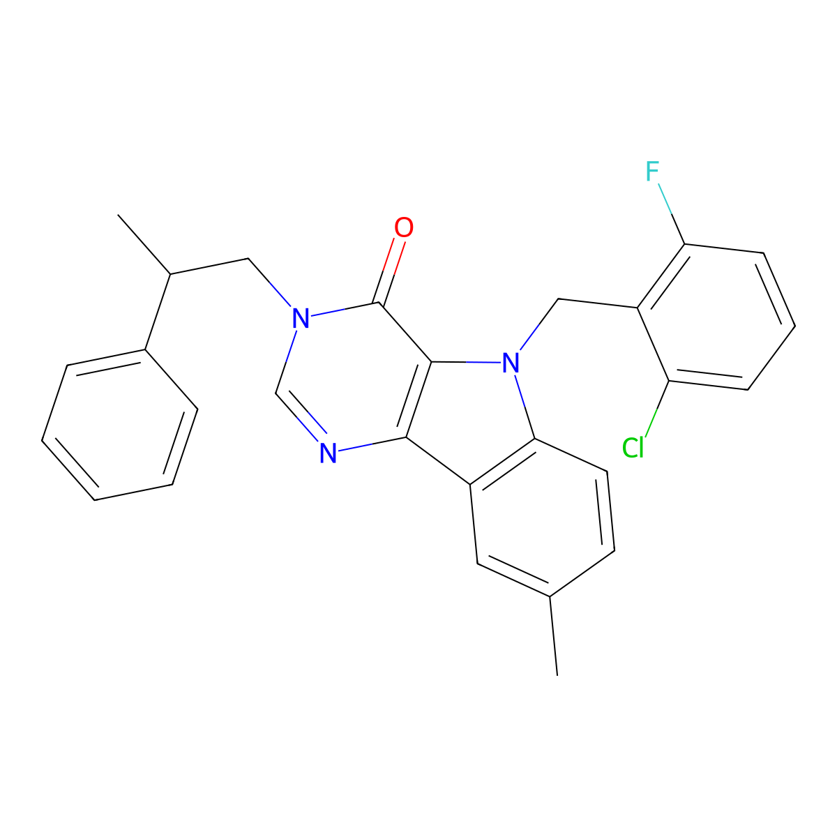 5-(2-chloro-6-fluorobenzyl)-8-methyl-3-(2-phenylpropyl)-3H-pyrimido[5,4-b]indol-4(5H)-one molecular structure, CAS 1216581-44-0