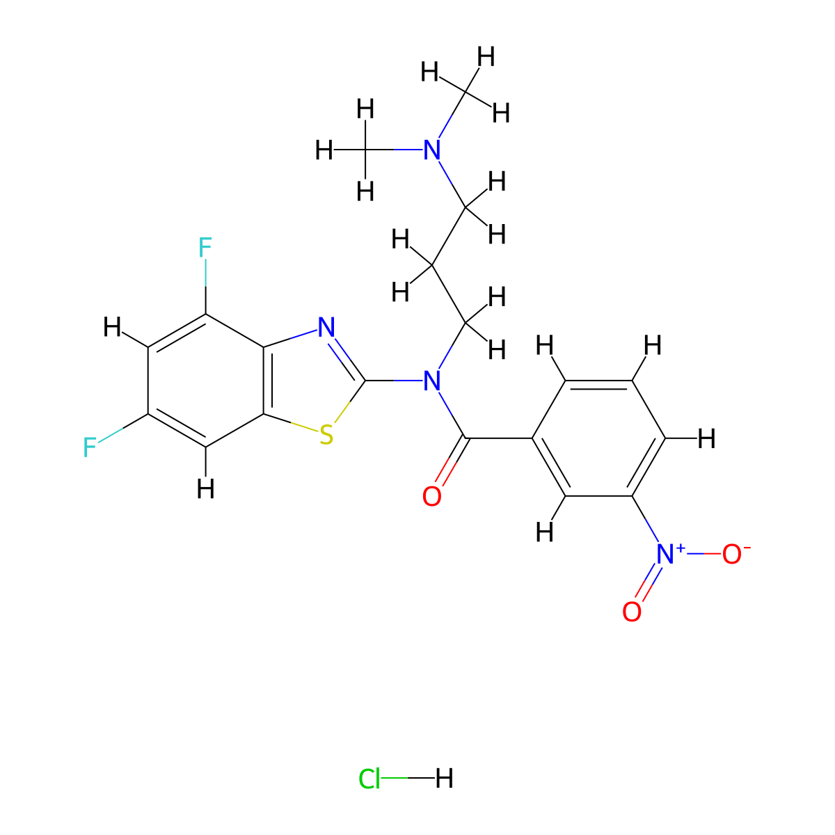N-(4,6-difluorobenzo[d]thiazol-2-yl)-N-(3-(dimethylamino)propyl)-3-nitrobenzamide hydrochloride molecular structure, CAS 1216581-72-4