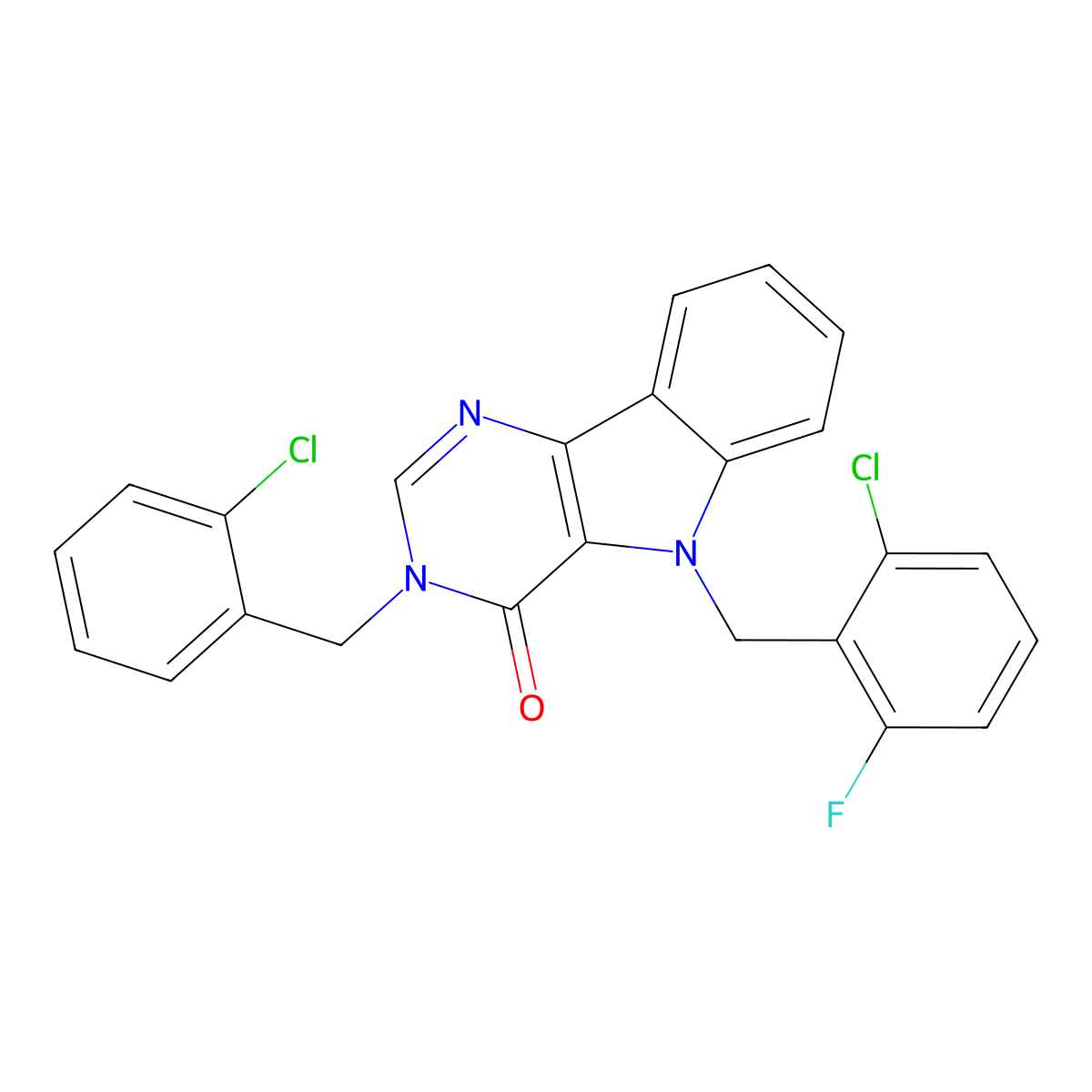 5-[(2-chloro-6-fluorophenyl)methyl]-3-[(2-chlorophenyl)methyl]-3H,4H,5H-pyrimido[5,4-b]indol-4-one molecular structure, CAS 1216585-10-2