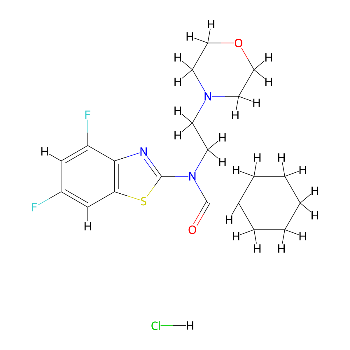 N-(4,6-difluorobenzo[d]thiazol-2-yl)-N-(2-morpholinoethyl)cyclohexanecarboxamide hydrochloride molecular structure, CAS 1216585-12-4