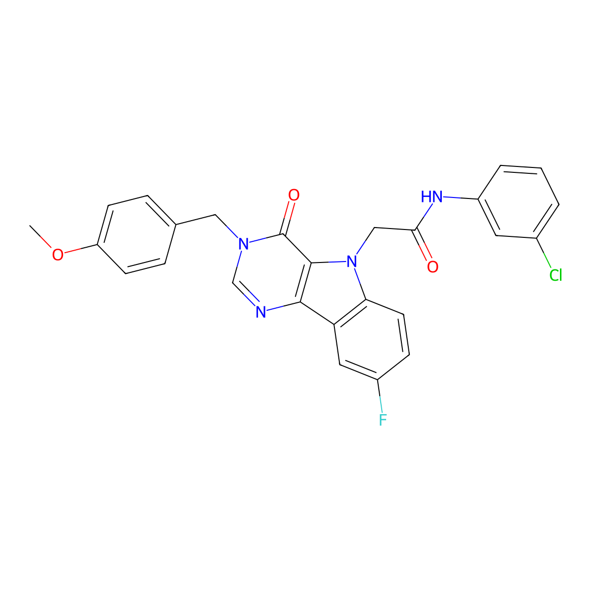 N-(3-chlorophenyl)-2-(8-fluoro-3-(4-methoxybenzyl)-4-oxo-3H-pyrimido[5,4-b]indol-5(4H)-yl)acetamide molecular structure, CAS 1216585-53-3