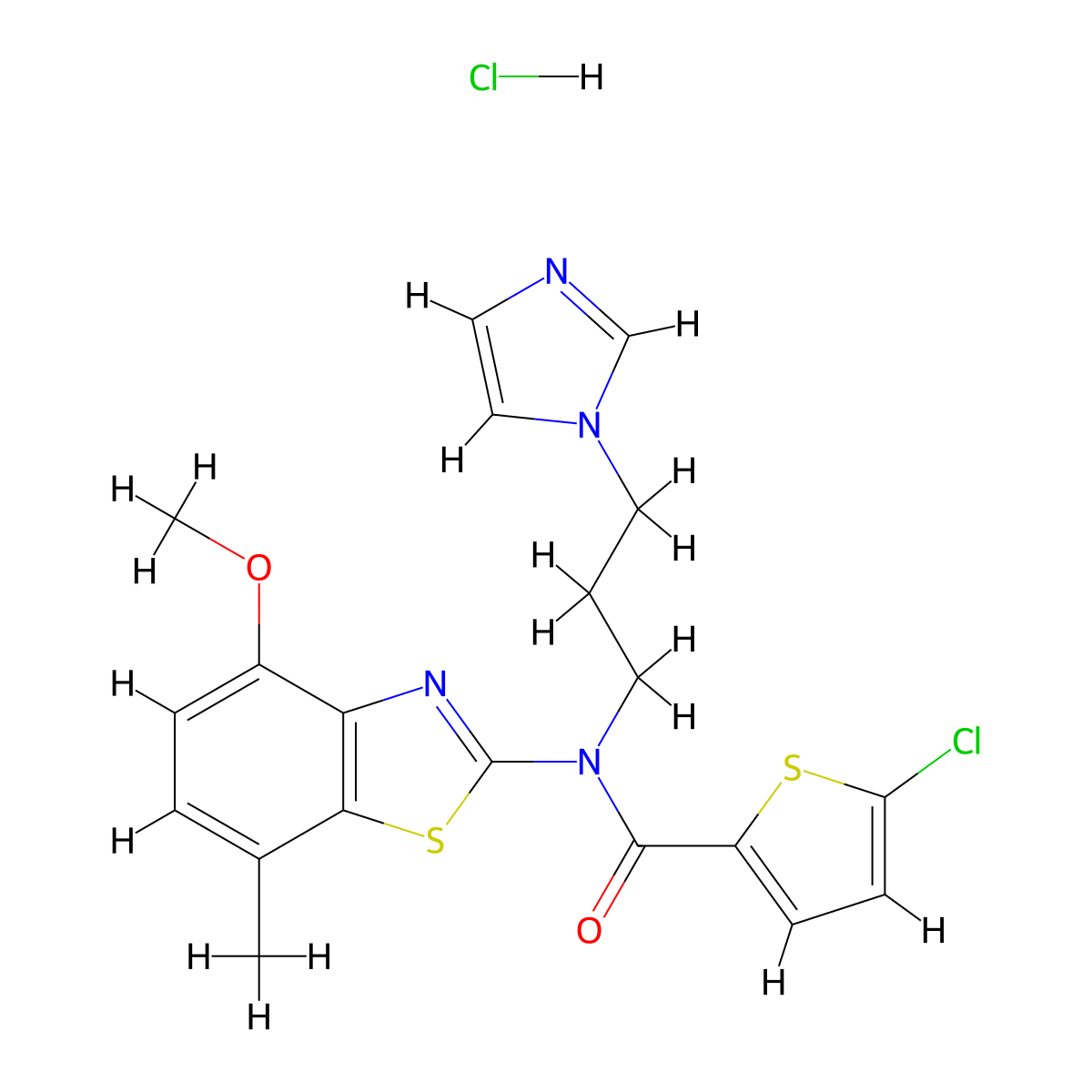 N-(3-(1H-imidazol-1-yl)propyl)-5-chloro-N-(4-methoxy-7-methylbenzo[d]thiazol-2-yl)thiophene-2-carboxamide hydrochloride molecular structure, CAS 1216589-32-0
