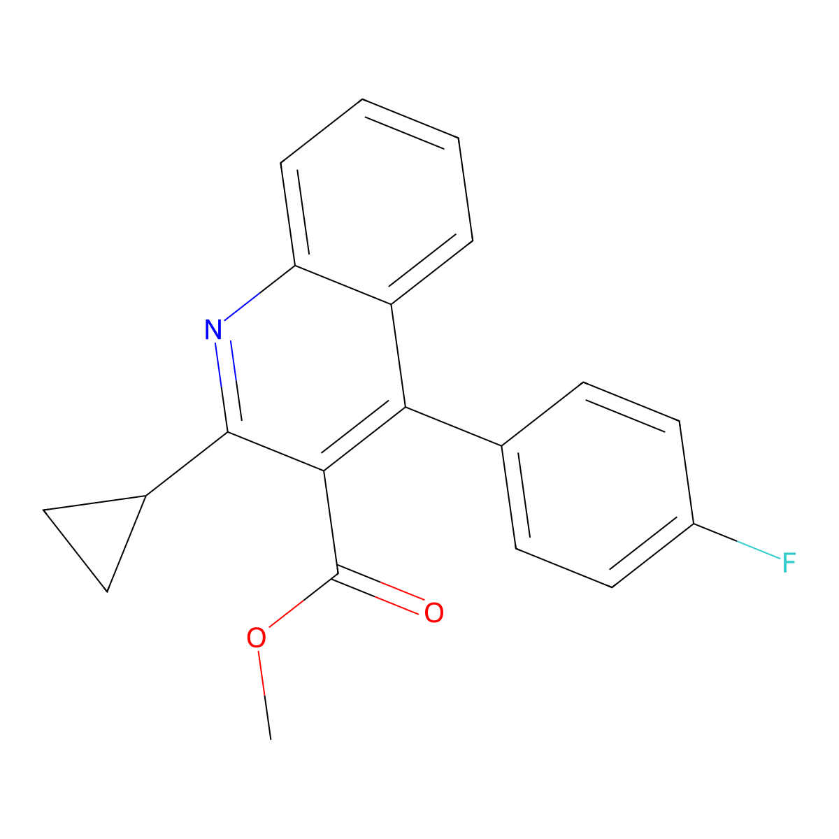 Methyl 2-cyclopropyl-4-(4-fluorophenyl)quinoline-3-carboxylate molecular structure, CAS 121659-86-7