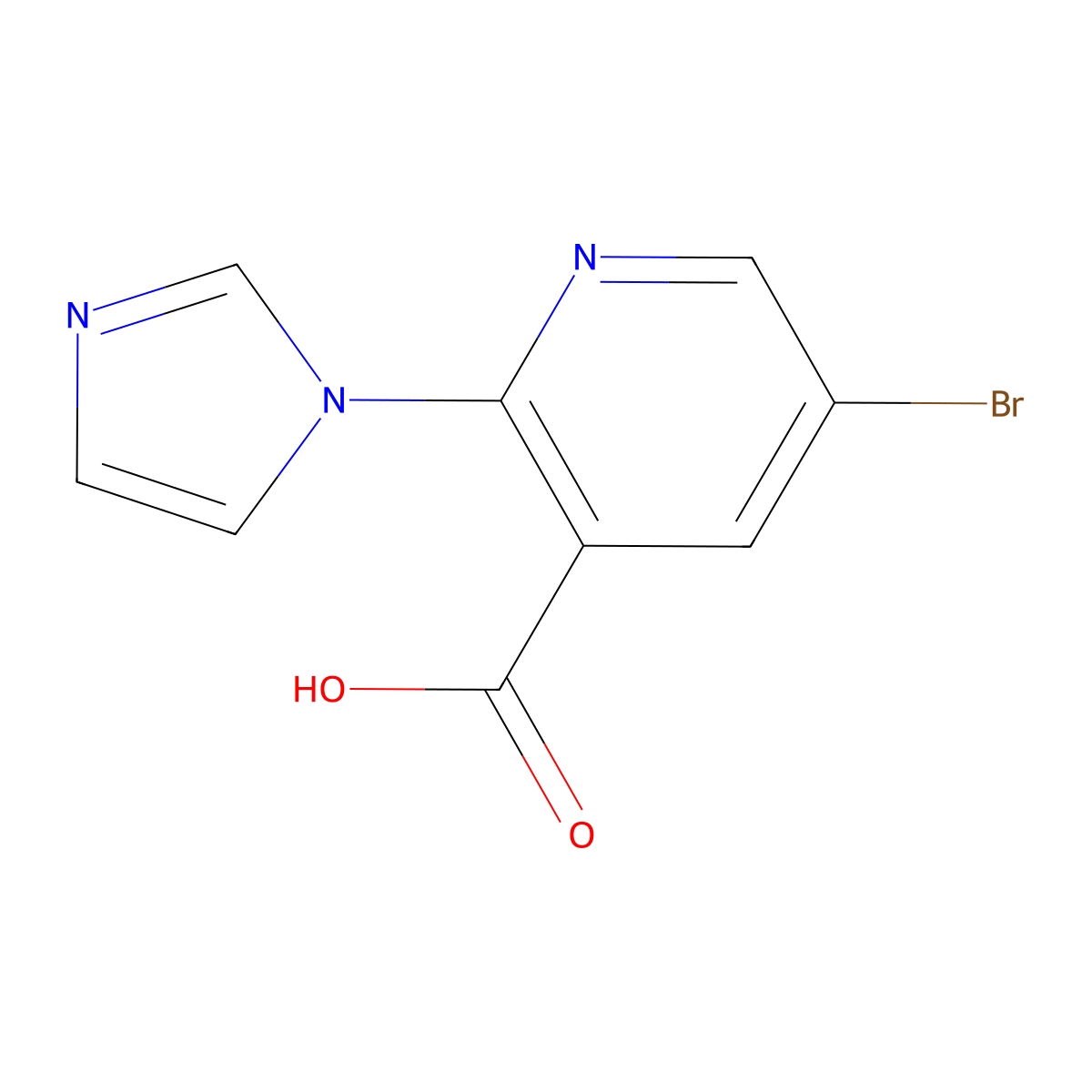 5-Bromo-2-(1H-imidazol-1-yl)nicotinic acid molecular structure, CAS 1216590-39-4