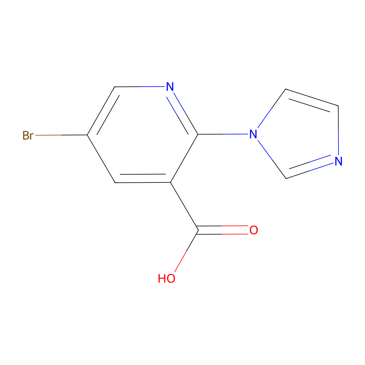 5-Bromo-2-(1H-imidazol-1-yl)nicotinic acid molecular structure, CAS 1216590-39-4