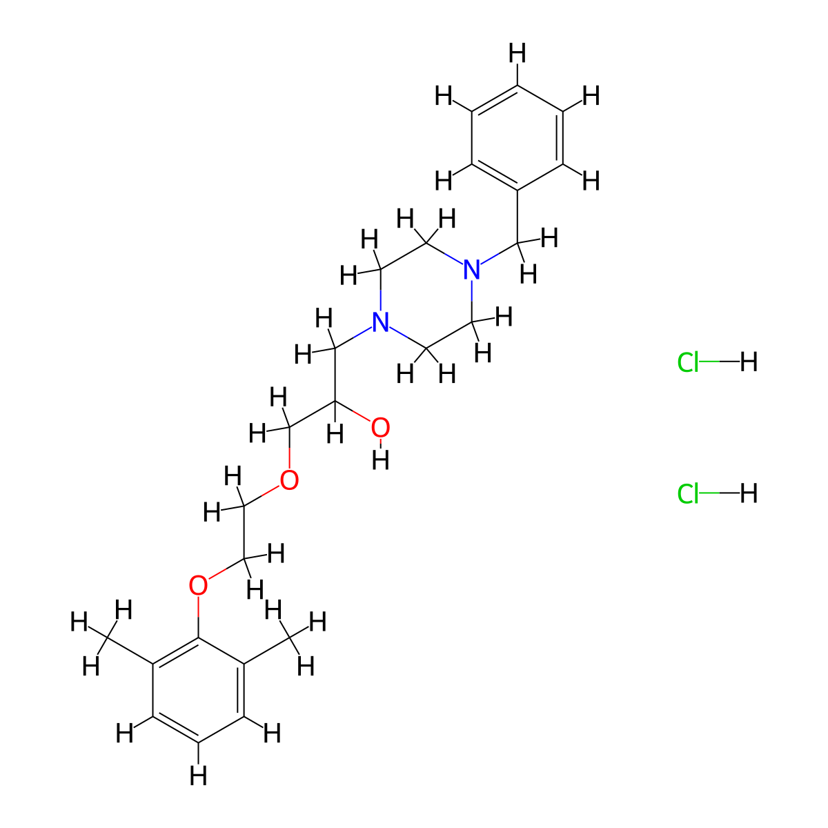 1-(4-Benzylpiperazin-1-YL)-3-[2-(2,6-dimethylphenoxy)ethoxy]propan-2-OL dihydrochloride molecular structure, CAS 1216592-71-0