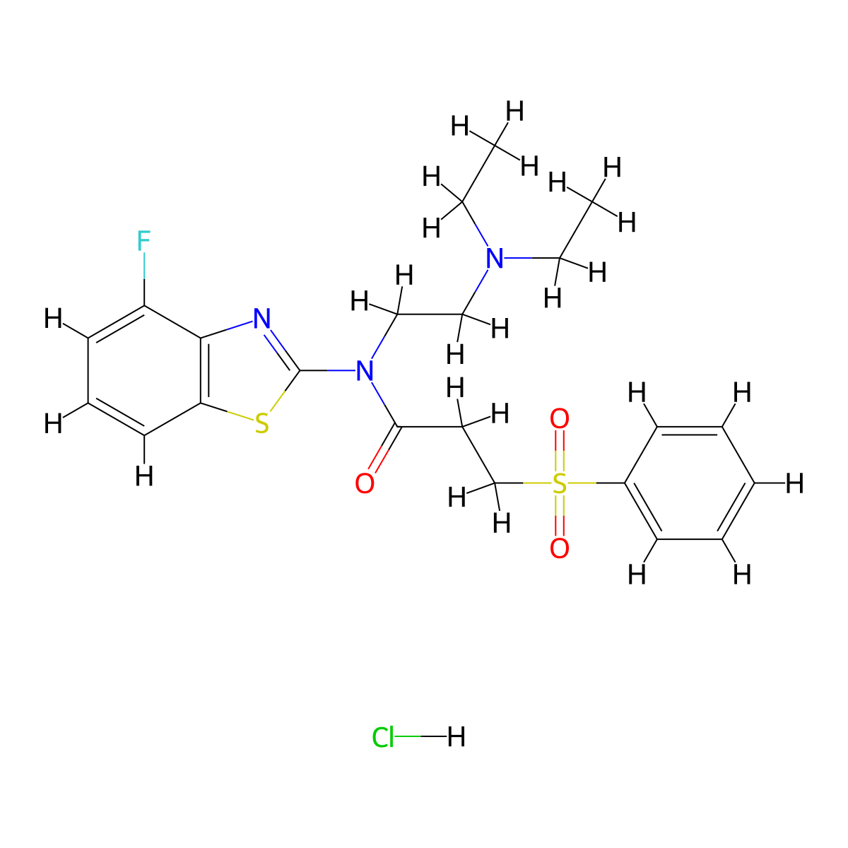 N-(2-(diethylamino)ethyl)-N-(4-fluorobenzo[d]thiazol-2-yl)-3-(phenylsulfonyl)propanamide hydrochloride molecular structure, CAS 1216593-76-8
