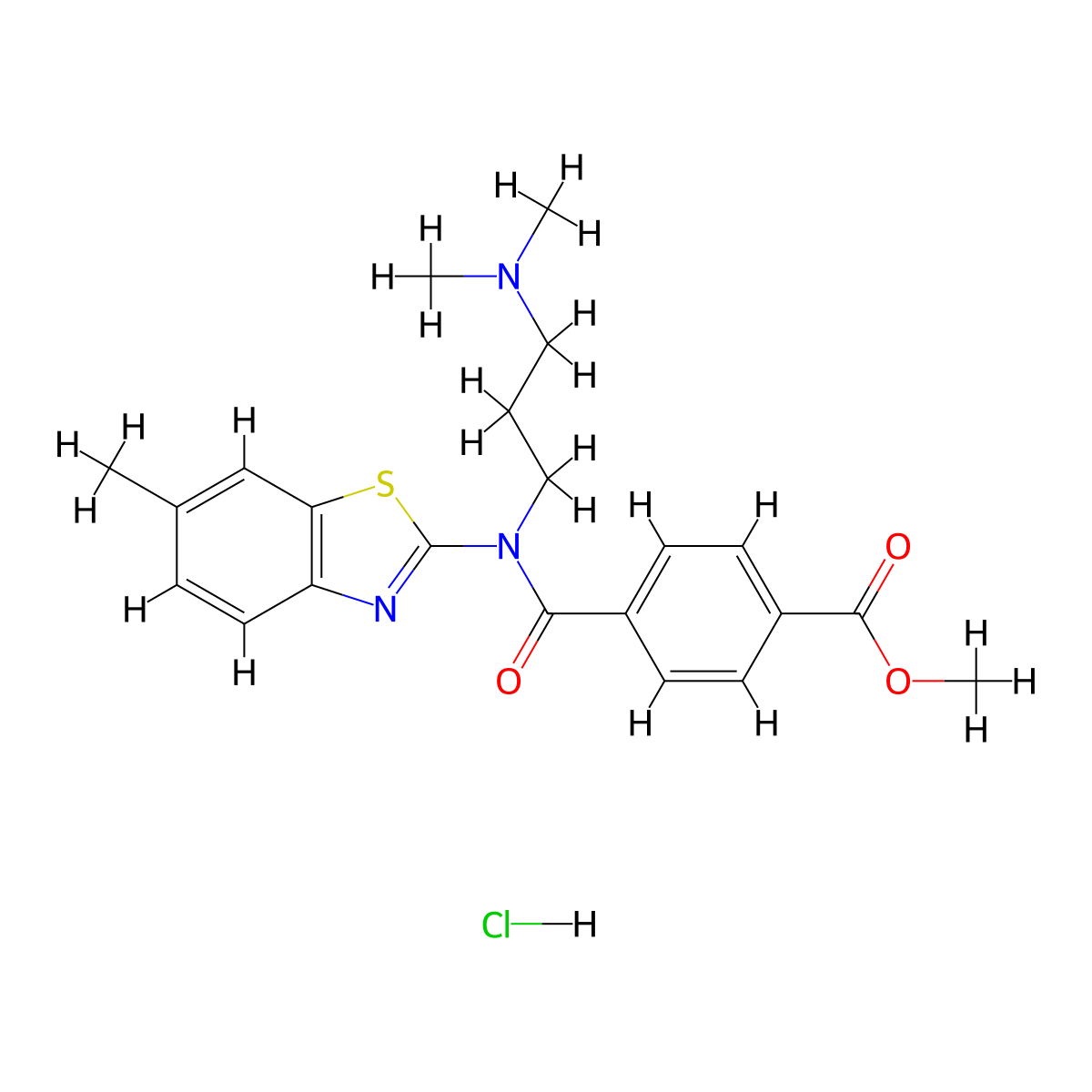 Methyl 4-((3-(dimethylamino)propyl)(6-methylbenzo[d]thiazol-2-yl)carbamoyl)benzoate hydrochloride molecular structure, CAS 1216593-85-9
