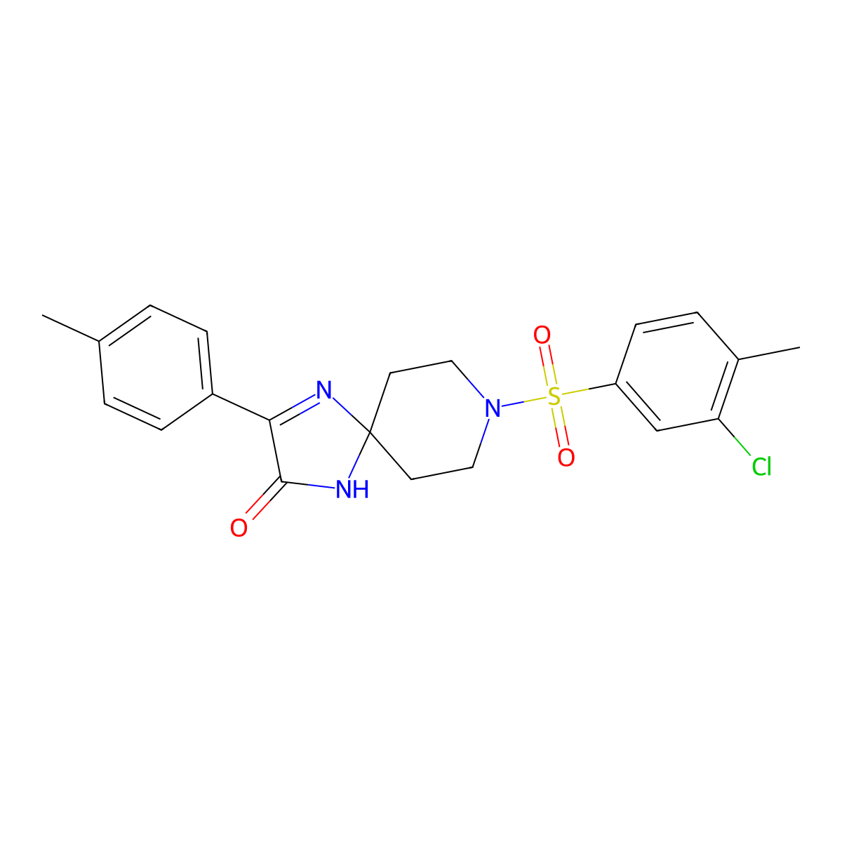 8-((3-Chloro-4-methylphenyl)sulfonyl)-3-(p-tolyl)-1,4,8-triazaspiro[4.5]dec-3-en-2-one molecular structure, CAS 1216595-21-9