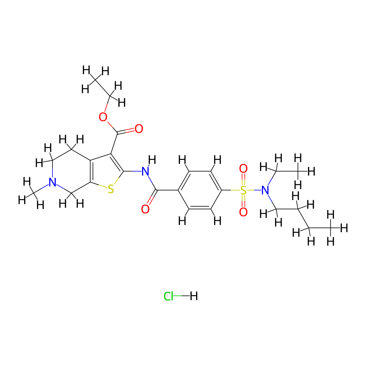 ethyl 2-(4-(N-butyl-N-ethylsulfamoyl)benzamido)-6-methyl-4,5,6,7-tetrahydrothieno[2,3-c]pyridine-3-carboxylate hydrochloride molecular structure, CAS 1216597-14-6