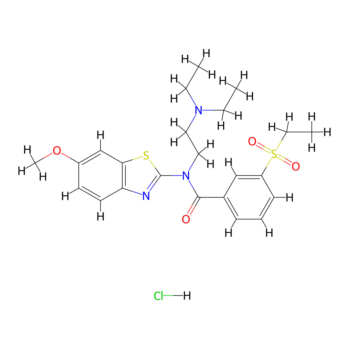 N-(2-(diethylamino)ethyl)-3-(ethylsulfonyl)-N-(6-methoxybenzo[d]thiazol-2-yl)benzamide hydrochloride molecular structure, CAS 1216597-97-5