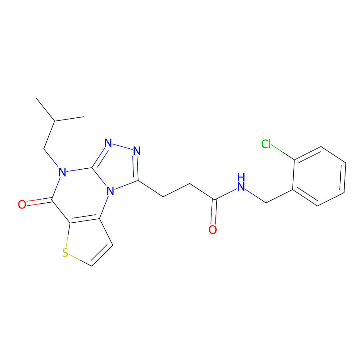 N-(2-chlorobenzyl)-3-(4-isobutyl-5-oxo-4,5-dihydrothieno[2,3-e][1,2,4]triazolo[4,3-a]pyrimidin-1-yl)propanamide molecular structure, CAS 1216599-40-4
